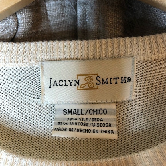 Vintage 90’s Jaclyn Smith Cream Short Sleeve Silk Blend Crewneck Top Size Small - Picture 6 of 13